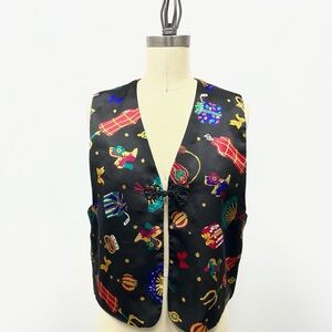 Diane Von Furstenberg Black Vest with Retro Print
